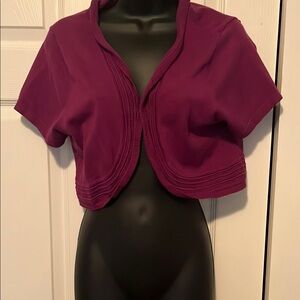 Purple Fitted Crop Blouse Short Sleeve